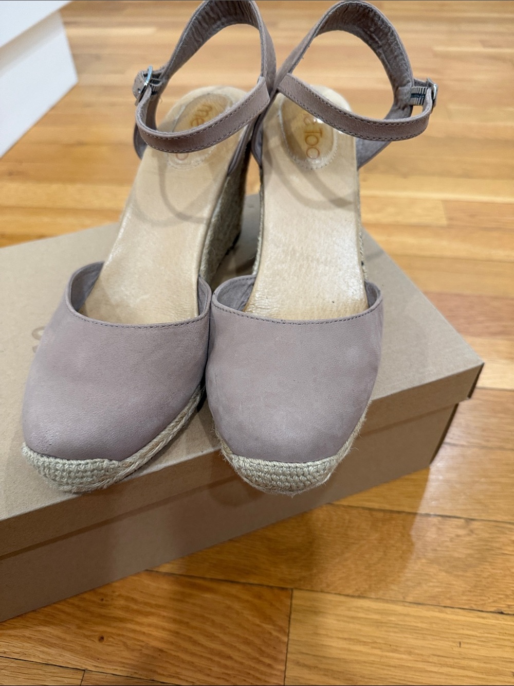 me too Taupe Espadrille Ankle-Strap Wedges